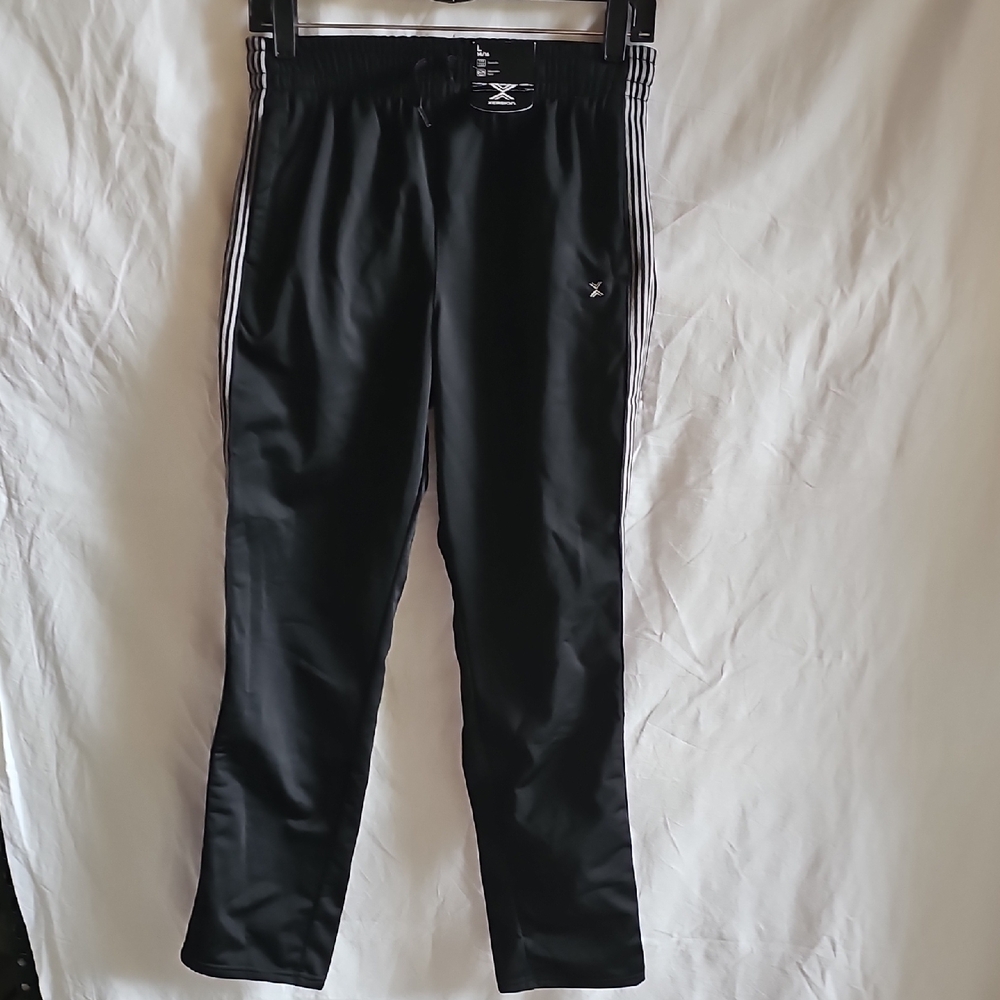 Xersion Black Jogger Pants with White Double Side Stripes